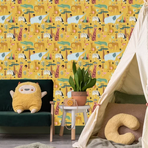 Tapete Afrikanische bunte Tiere auf Safari