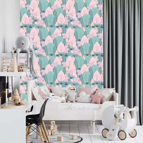 Tapete Bunter Wald in skandinavischer Ausführung