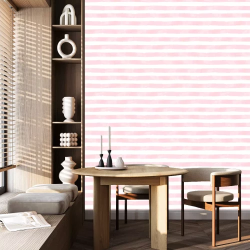 Tapete Aquarellmuster mit unregelmäßigen rosa Streifen