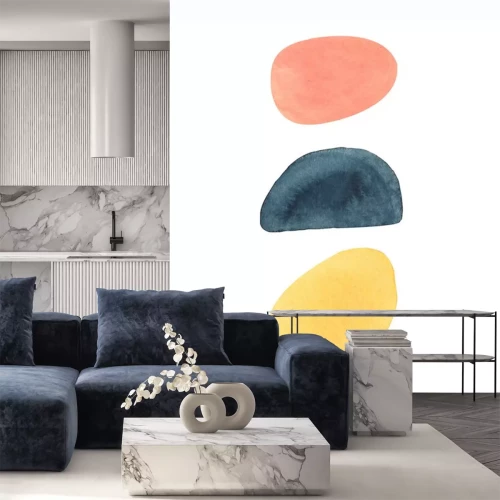 Sticker Modern watercolor  spring, summer trend palette. Watercolor set of abstract hand drawn i aesthetic forms, brush strokes, freehand colors elements, shapes. Abstract collage backgrounds.