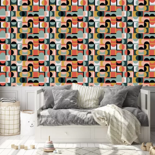 Tapete Bunte Geometrie Bauhaus