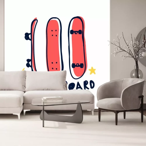 Sticker Hand drawing skateboards and hand writing slogan  illustration vector.