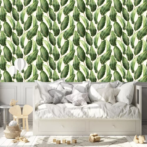Tapete Große glänzende Palmblätter