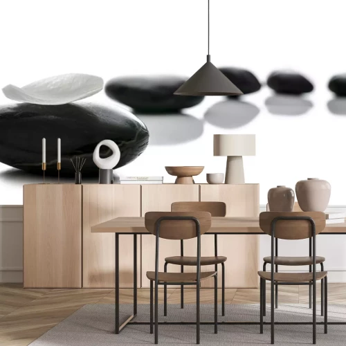 Sticker Schwarz Spa Steine ​​in einer Reihe