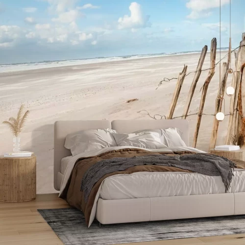 Fototapete The beach at the Maasvlakte near Rotterdam in the Netherlands on a windy but sunny day