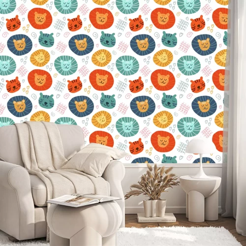 Tapete Bunte Safaritiere auf weißem Hintergrund