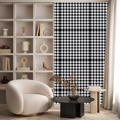 Tapete Klassisches schwarz-weißes Hahnentrittmuster