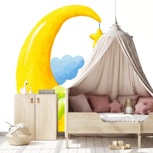 Sticker Baby schläft auf dem Mond