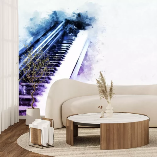 Fototapete Blau-violettes Aquarell eines Klaviers