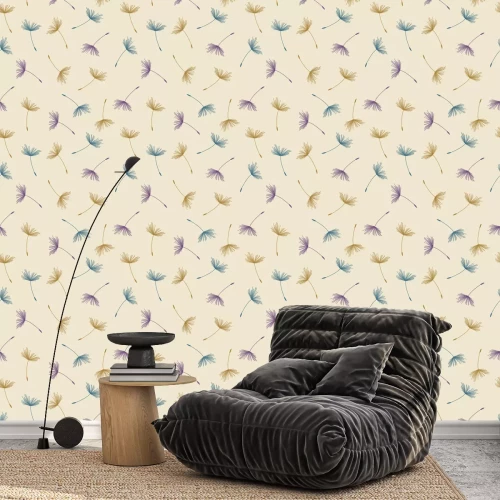 Tapete Pusteblumensamen in verschiedenen Farben Grafik