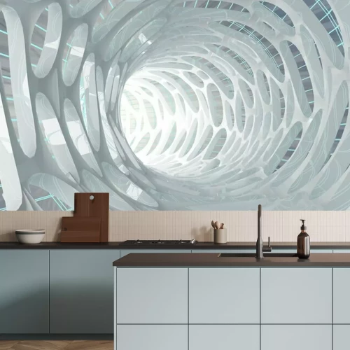 Fototapete Weißer abstrakter Tunnel mit Kreisen