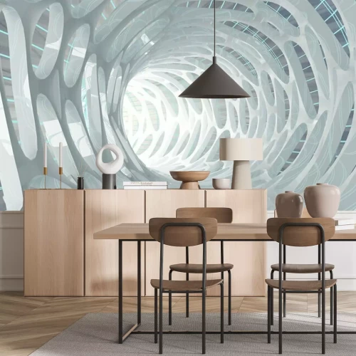 Fototapete Weißer abstrakter Tunnel mit Kreisen