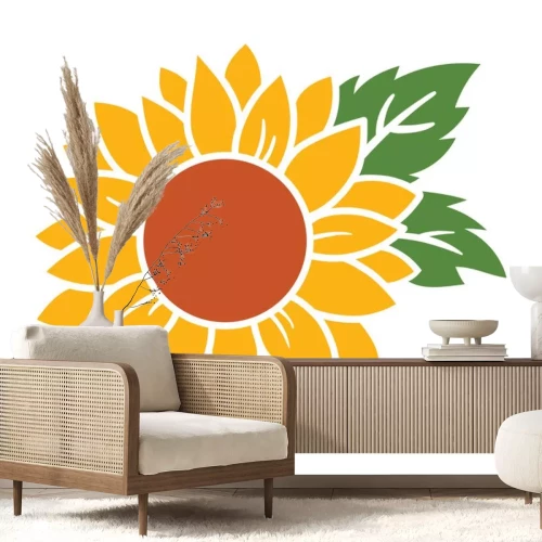 Sticker Sonnenblume mit grünem Laub