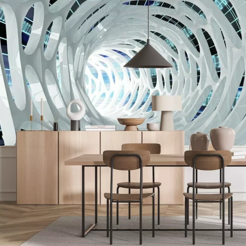 Fototapete Futuristischer Tunnel mit Schwarz