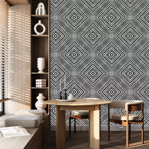 Tapete Black and white Geometric Watercolor. Cool Seamles