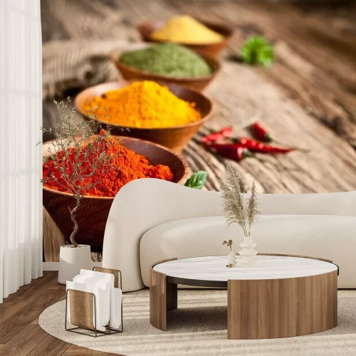 Fototapete Scharfe Gewürze in Behältern