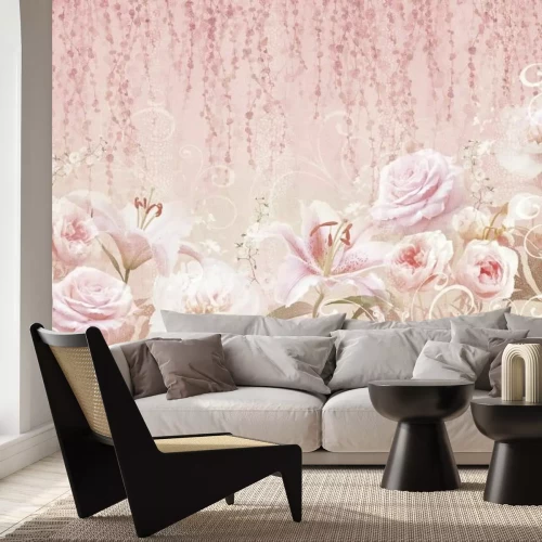 Fototapete Moderner Blumencollage im künstlerischen Stil