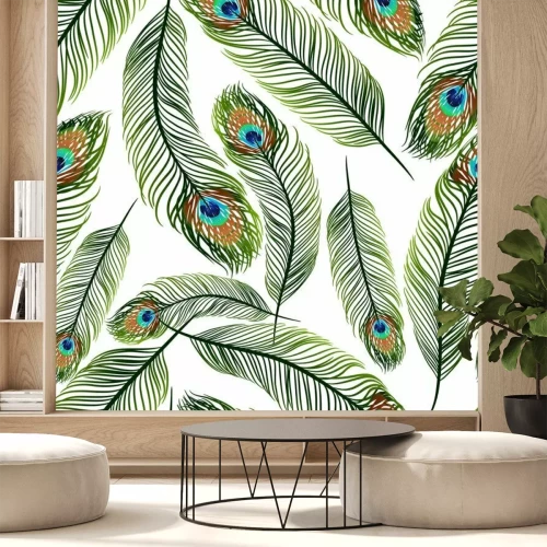 Sticker Nahtlose Textur mit Pfauenfedern