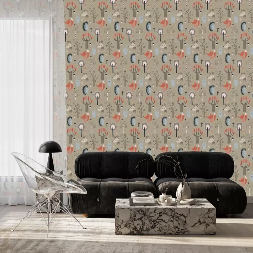 Tapete Waldtiere im Herbst