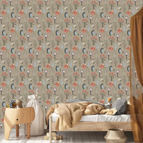 Tapete Waldtiere im Herbst