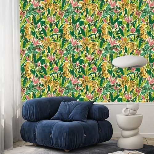 Tapete Geparden in einem bunten Dschungel