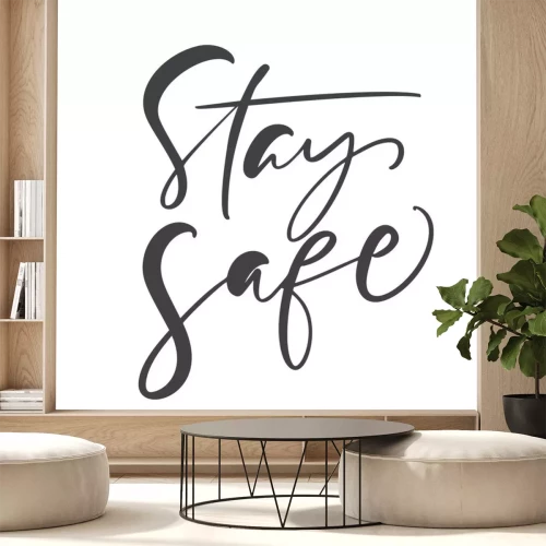 Sticker Stay Safe calligraphy lettering text to reduce risk of infection and spreading the virus. Coronavirus Covid-19, quarantine motivational poster. vector illustration quote