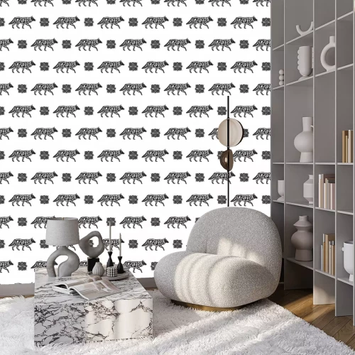 Tapete Ornamentmuster mit einem Wolf