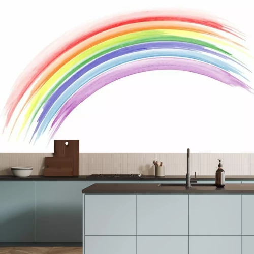 Sticker Abstract hand painted rainbow watercolor