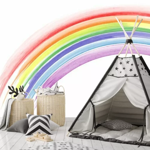 Sticker Abstract hand painted rainbow watercolor