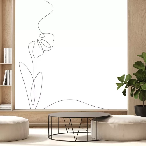 Sticker Spring flowers isolated on white background. Continuous line drawing. Vector illustration