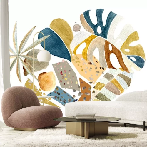 Sticker Watercolor terrazzo flooring pattern. Classic italian floor design in Venetian style