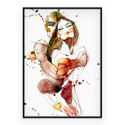 Poster Ein sich umarmendes Paar in Aquarell