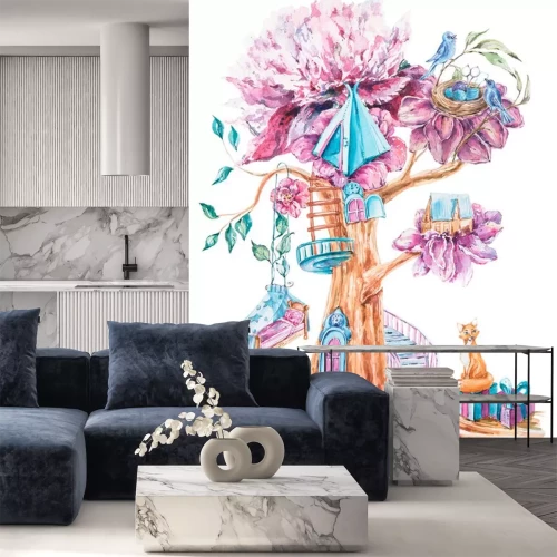 Sticker Märchenhafter rosa Baum