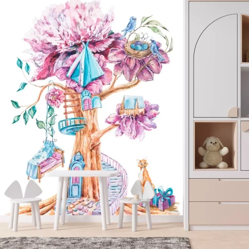 Sticker Märchenhafter rosa Baum