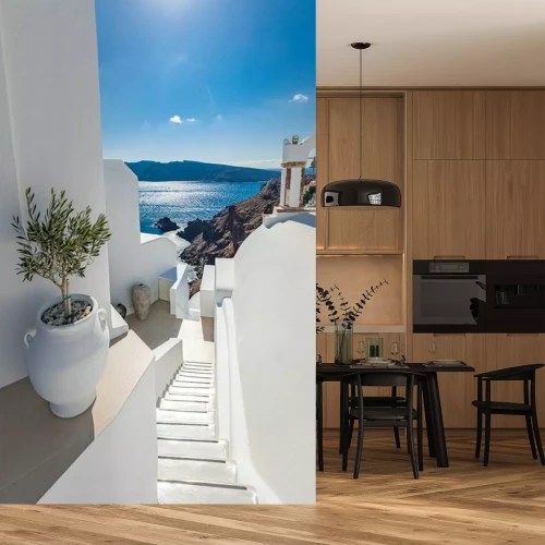 Sticker Weiße Architektur auf der Insel Santorin in Griechenland