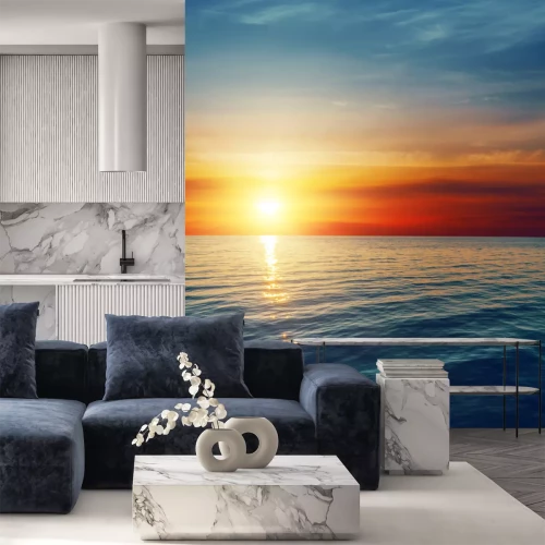 Fototapete Horizont und rote Sonne