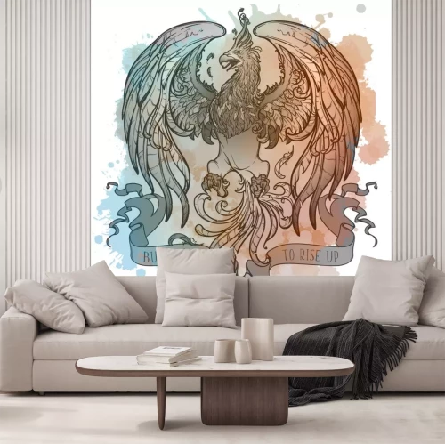 Sticker Phoenix-Vogel mit motivierendem Zitat