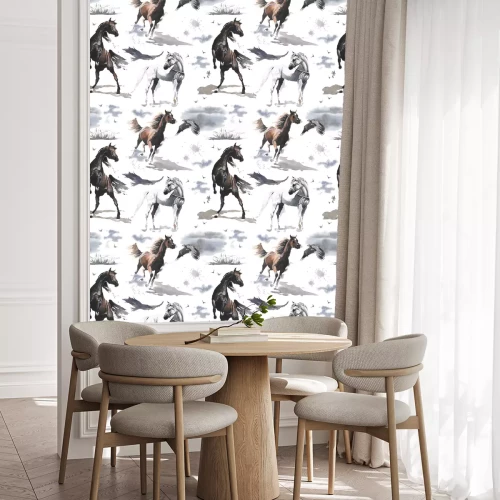 Tapete Mit Aquarell bemalte Pferde