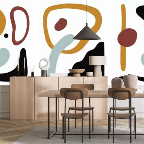 Sticker mid century modern abstract art minimalist design,vector illustration set