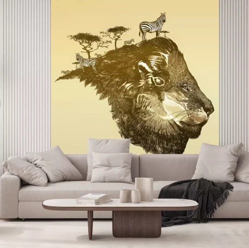 Sticker Tiere Safari Löwenkopf als ein Land