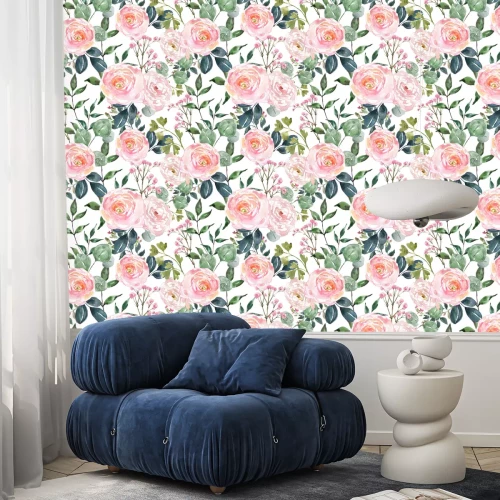 Tapete Shabby Chic-Aquarellrosen