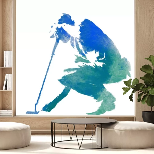 Sticker Golf Retro-Grafik in Blautönen