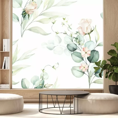 Fototapete Arrangement aus Aquarellpflanzen