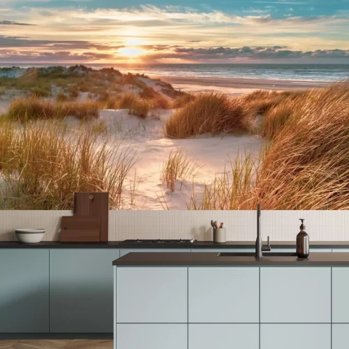 Fototapete Dünen am Meer bei Sonnenaufgang