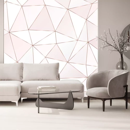 Sticker Rose gold polygonal seamless pattern with triangle tiles.