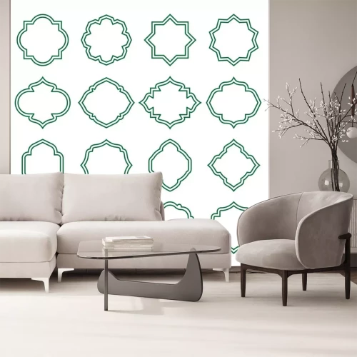 Sticker islamic vintage shapes. lines frames ornate, badges, labels set