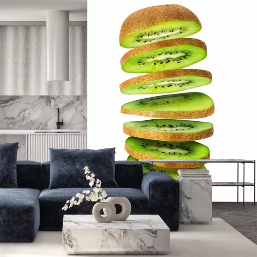 Sticker Kiwischeiben in Form einer Säule schneiden