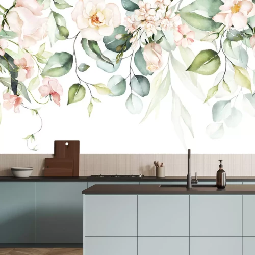 Fototapete Pflanzen und Blumen in Aquarell