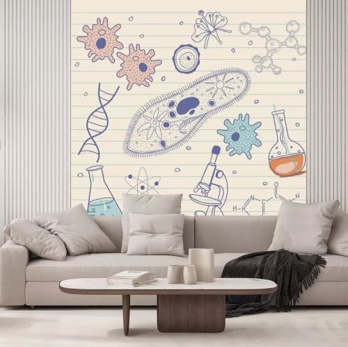 Fototapete Zeichnung mit chemischen Symbolen