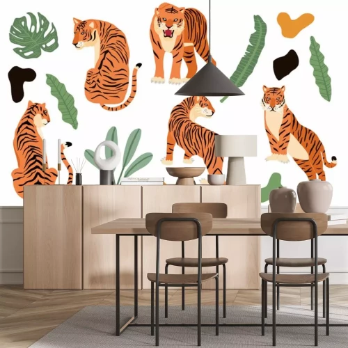 Sticker Cute animal object collection with leopard,tiger. illustration for icon,logo,sticker,printable